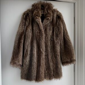 ❤️ Vintage Fur Coat Raccoon Natural Real Brown Jacket